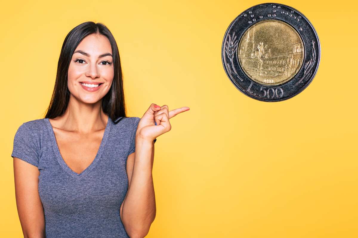 donna segno e moneta da 500 lire