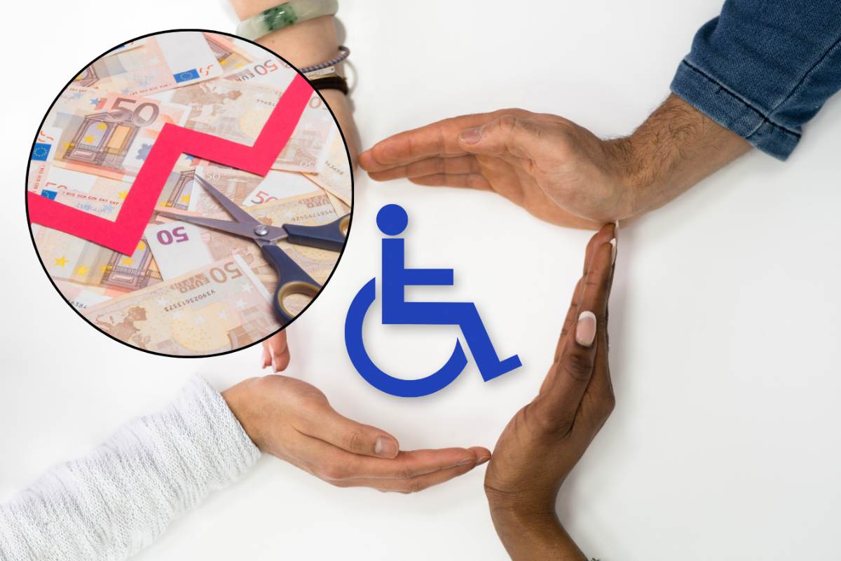 simbolo disabilità e banconote da 50 euro