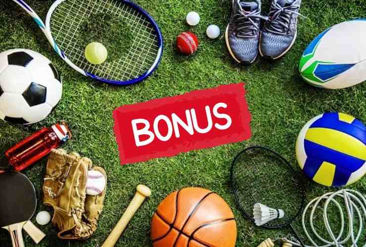 gli attrezzi per fare sport e la scritta bonus